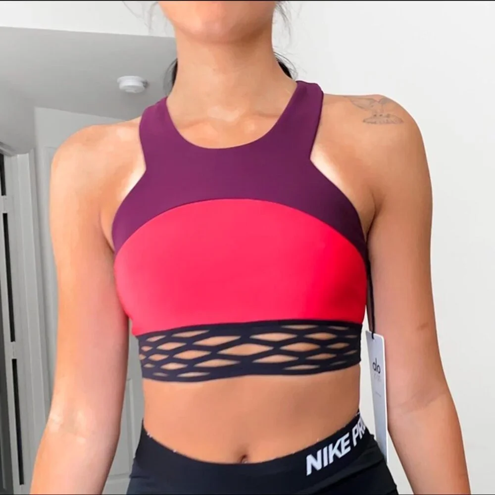 Alo Yoga Endear Sports Bra Colorblock size S Athleisure Gym